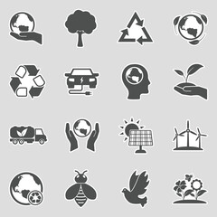 Save Earth Icons. Sticker Design. Vector Illustration.