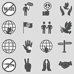 Stop The War Icons. Sticker Design. Vector Illustration.