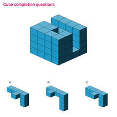 Fototapeta premium Find the Missing Piece. Shape completion questions, Find next shape
