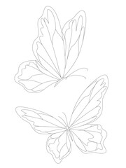 Butterflies. A set with a butterfly silhouette. Vector monochrome illustration isolated on a white background. Decorative design elements. © Мария Лаптева