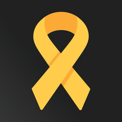 Awareness ribbon vector icon. Isolated ribbon worn to show support of a cause or group sign design.