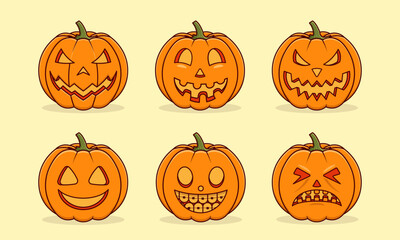 Pumpkin cartoon vector icon set
