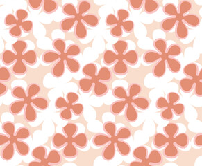 Abstract Monochrome Retro Florals Seamless Pattern Trendy Fashion Colors Minimal Stylish Design Perfect for Allover Fabric Print or Wrapping Paper