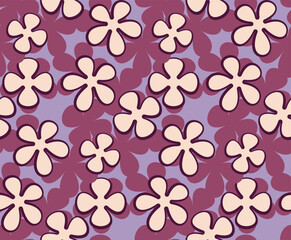 Fototapeta premium Abstract Monochrome Retro Florals Seamless Pattern Trendy Fashion Colors Minimal Stylish Design Perfect for Allover Fabric Print or Wrapping Paper
