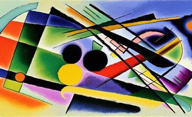 Digital painting abstract art in cubism style, graphic drawing expressionism artwork,  fashionable template for design