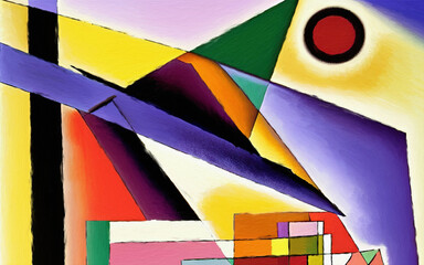 Digital painting abstract art in cubism style, graphic drawing expressionism artwork,  fashionable template for design
