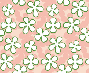 Abstract Monochrome Retro Florals Seamless Pattern Trendy Fashion Colors Minimal Stylish Design Perfect for Allover Fabric Print or Wrapping Paper