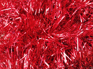 bright red Christmas tinsel