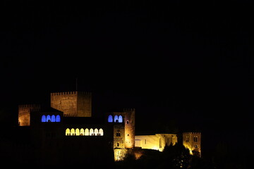 Night view of the Castle of Leiria (Castelo de Leiria), a medieval castle overlooking the city...