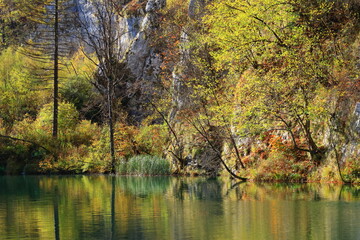 Autumn landscape in National park Plitvice lakes, Croatia