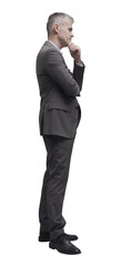 Corporate businessman standing side view PNG file no background