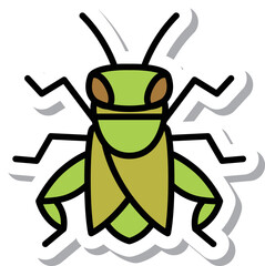 ミニステッカー昆虫イラストアイコン バッタ