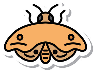 ミニステッカー昆虫イラストアイコン 蛾