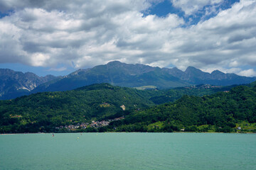 Lake of Santa Croce near Belluno at summer