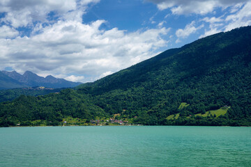 Lake of Santa Croce near Belluno at summer