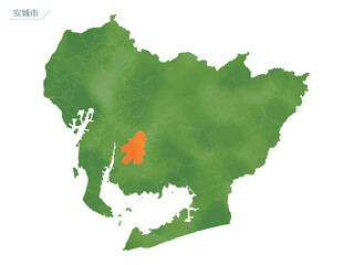 Obraz premium 水彩風の地図 安城市.