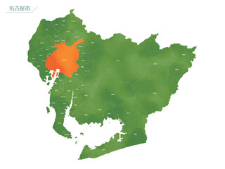 水彩風の地図　名古屋市.