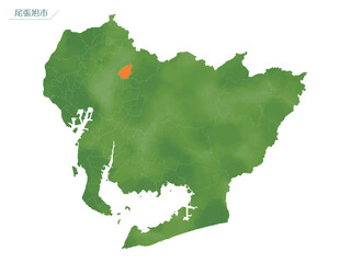 水彩風の地図　尾張旭市.