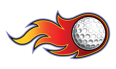 Golf ball in burning fire flame Golf ball vector image car sticker motorcycle decal and sport logo template © Artoholics