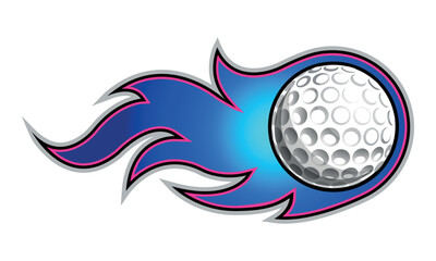 Fire and golf ball vector art graphic Golf ball with tribal flame vinyl car sticker motorcycle truck decal