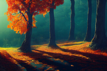 Obraz na płótnie Canvas Autumn landscape paint
