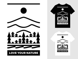 Mountain landscape logo t shirt design premium vector