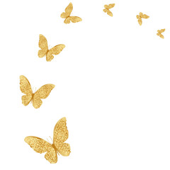 Golden Sparkling Butterfly. Gold glitter butterfly for decoration.  © Niza
