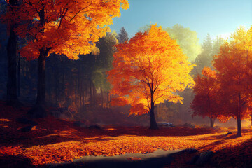 Obraz na płótnie Canvas Autumn landscape paint