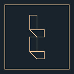 TL monogram logo signature icon.Alphabet initials isolated on dark fund.Lowercase letter t, letter l.Lettering sign.Modern deco design, web, tech style characters.Geometric typography.