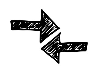 Hand drawn ink arrow illustration in sketch style. Business doodle clipart. Single element for design