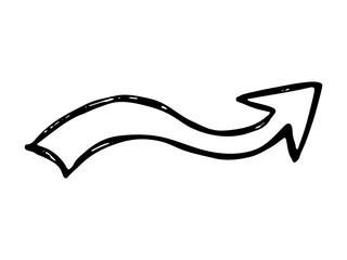 Hand drawn ink arrow illustration in sketch style. Business doodle clipart. Single element for design