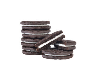 Chocolate cream cookies on transparent png