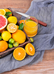 citrus fruit on wooden table
