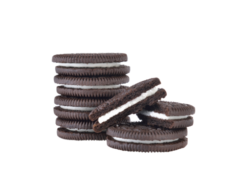 Chocolate cream cookies on transparent png