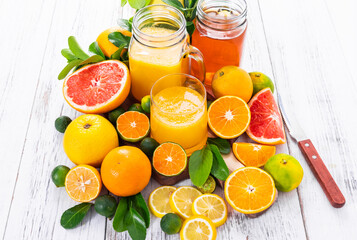 citrus fruit on wooden table