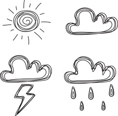 cloudy weather doodle - Vector weather icons set. Hand drawn style,vector illustration 