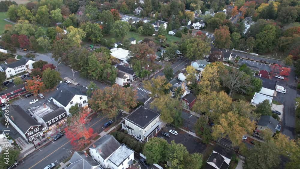 Canvas Prints Drone view of autumn landscape in Cranbury New Jersey.