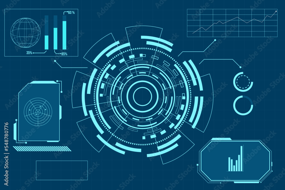 Wall mural abstract technology futuristic concept hud interface hologram elements of digital data and circle