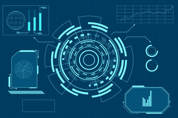 abstract technology futuristic concept hud interface hologram elements of digital data and circle 