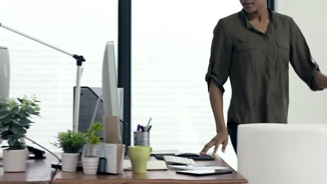 Graphic designer, diversity and employees typing on computer for logo research in a global company project. Developer, black woman and creative web designer coworking on a digital website at desk