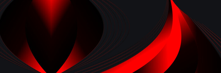 Abstract red wave curve smooth on black design modern background illustration