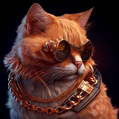Midjourney abstract render of gangsta cat