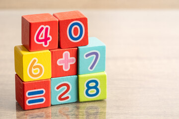 Math number colorful on white background, education study mathematics learning teach concept.