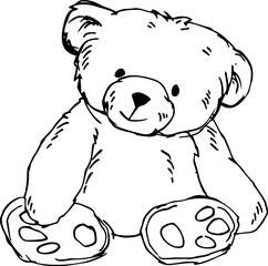 Cute Teddy bear, doodle illustration 