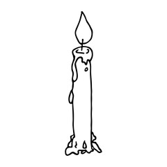 Obraz na płótnie Canvas Burning aroma candle. Single doodle illustration. Hand drawn clipart for card, logo, design