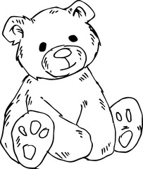 Cute Teddy bear, doodle illustration 
