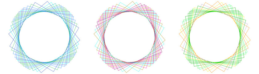 Round vector frame. The lines of the square are transformed in a circle, with space for text or photo in the center.