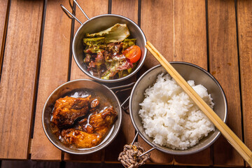  	アウトドア料理　Outdoor lunch at the cottage