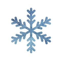 Watercolor hand painted illustration of snowflake. Isolated on transparent background