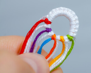 Friendship bracelet teardrop loop - The beginning of the bracelet knotting.